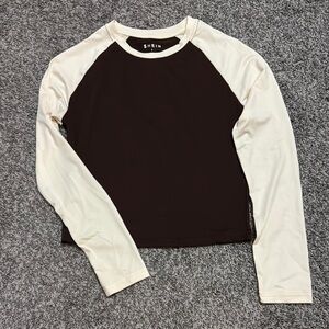 SHEIN Black and Cream Long Sleeve Top